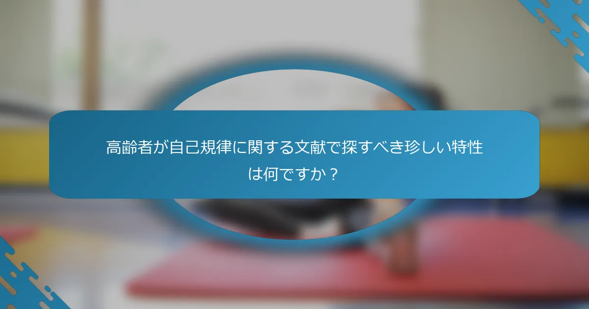 高齢者が自己規律に関する文献で探すべき珍しい特性は何ですか？