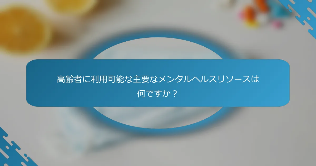 高齢者に利用可能な主要なメンタルヘルスリソースは何ですか？