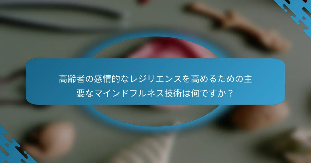 高齢者の感情的なレジリエンスを高めるための主要なマインドフルネス技術は何ですか？