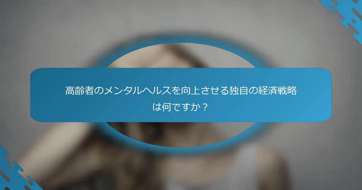 高齢者のメンタルヘルスを向上させる独自の経済戦略は何ですか？