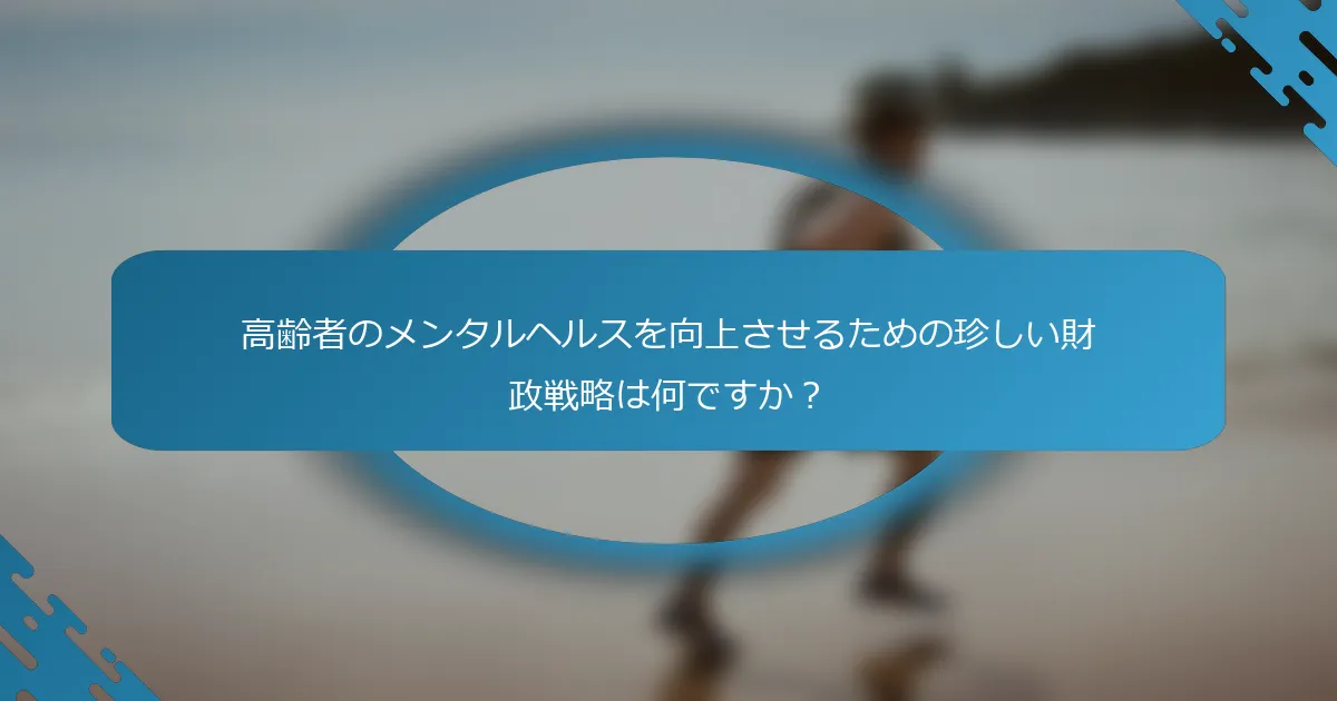 高齢者のメンタルヘルスを向上させるための珍しい財政戦略は何ですか？