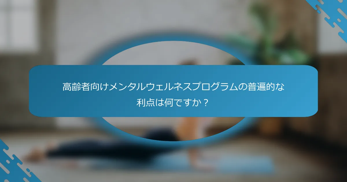高齢者向けメンタルウェルネスプログラムの普遍的な利点は何ですか？