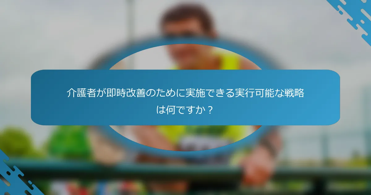 介護者が即時改善のために実施できる実行可能な戦略は何ですか？