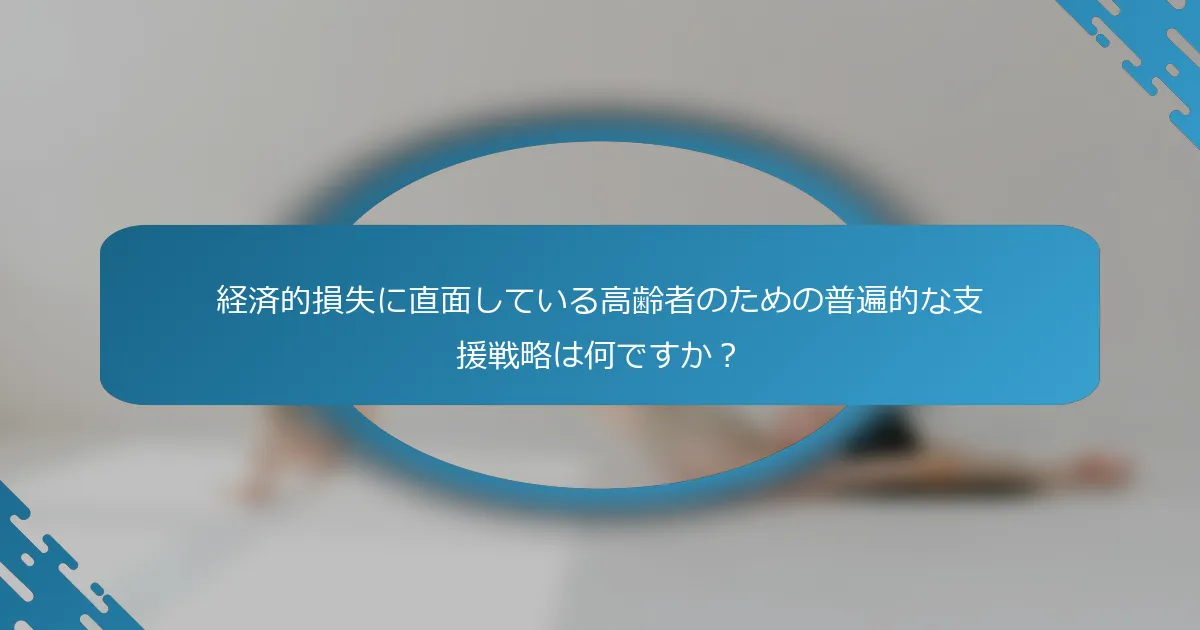 経済的損失に直面している高齢者のための普遍的な支援戦略は何ですか？