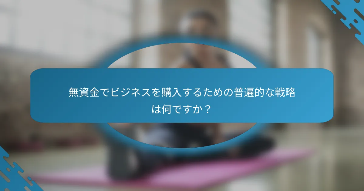 無資金でビジネスを購入するための普遍的な戦略は何ですか？